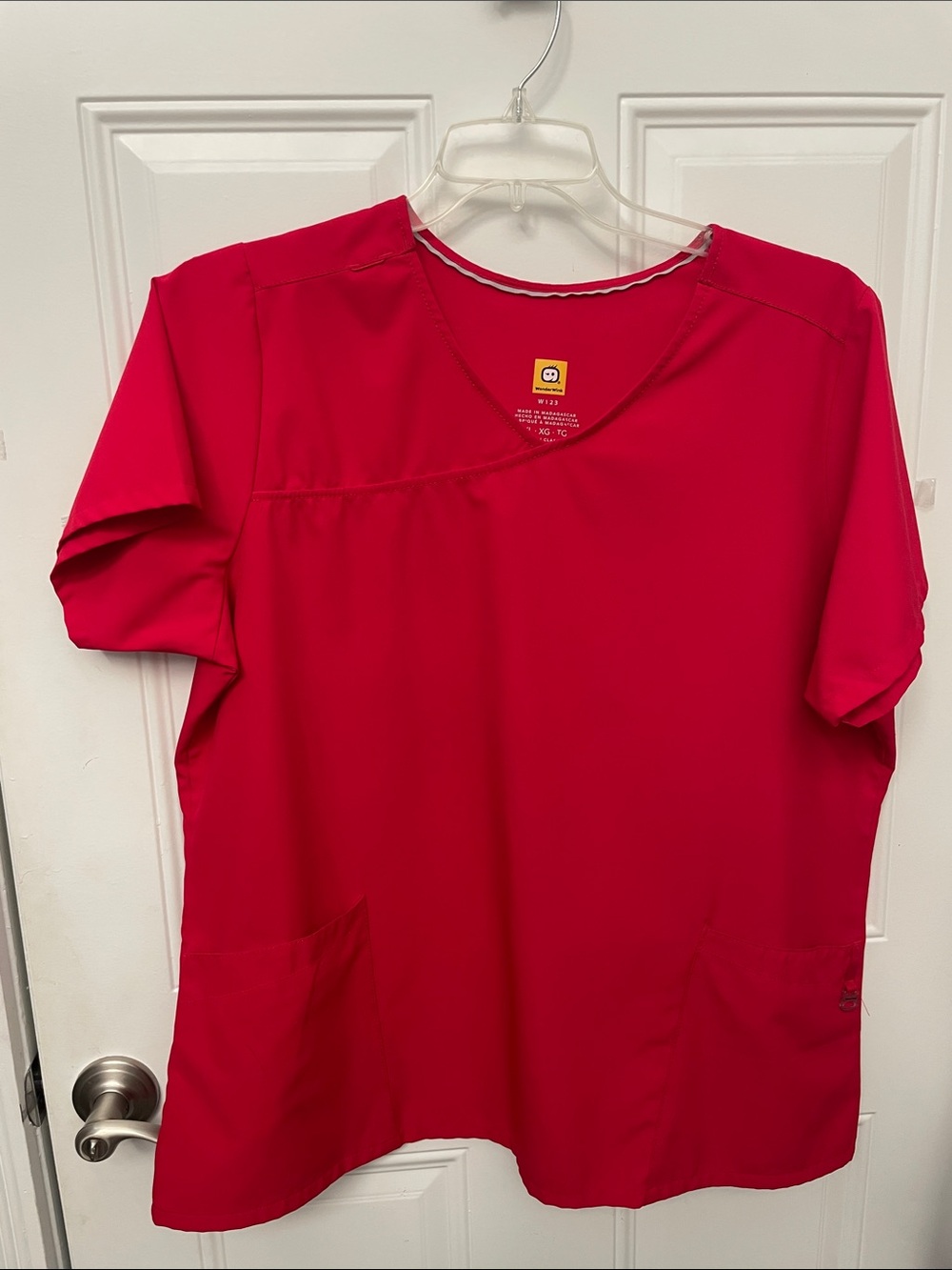 WonderWink Red V-Neck Scrub Top